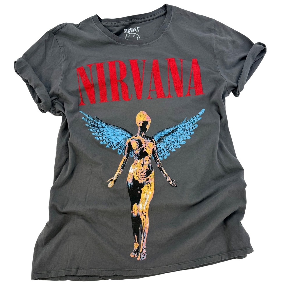 Nirvana In‎ Utero Angel Tour T Shirt Grunge Rock Band Tee Medium